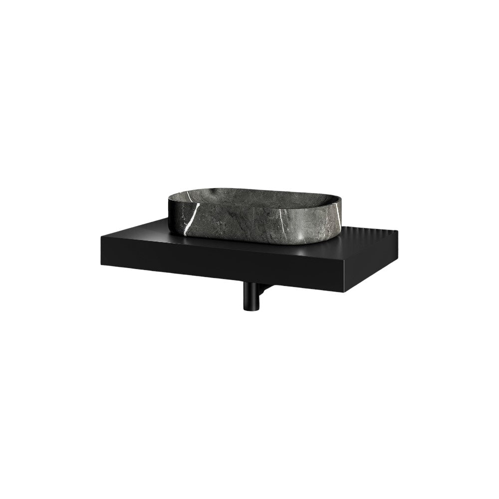 Fiore Pietra Grey Marble Countertop Basin 550mm – Luxury Polished Natural Stone Sink, Italian & Egyptian Marble, Modern Bathroom Vanity Wash Basin with 63mm Waste Cover