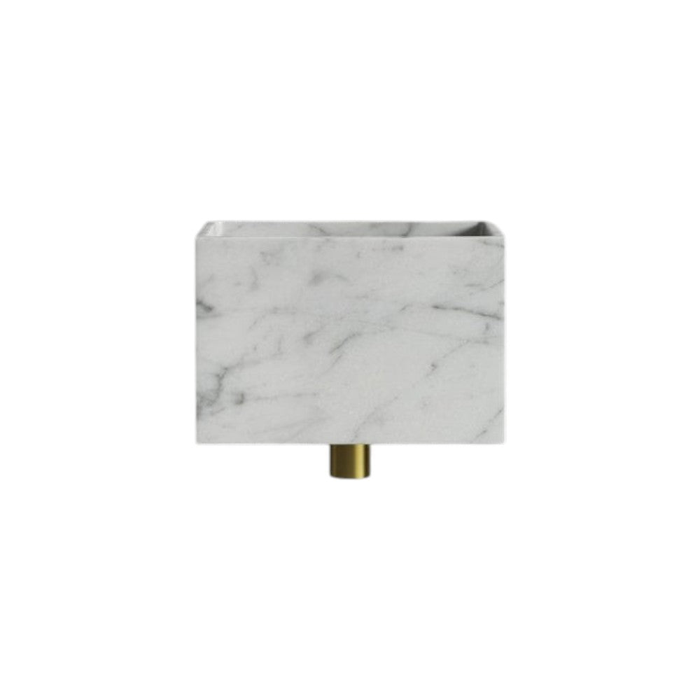 Aria 300mm Carrara Marble Wall-Hung Basin – Solid Natural Stone Bathroom Sink with Polished Finish, Includes Support Bracket & Waste Cover