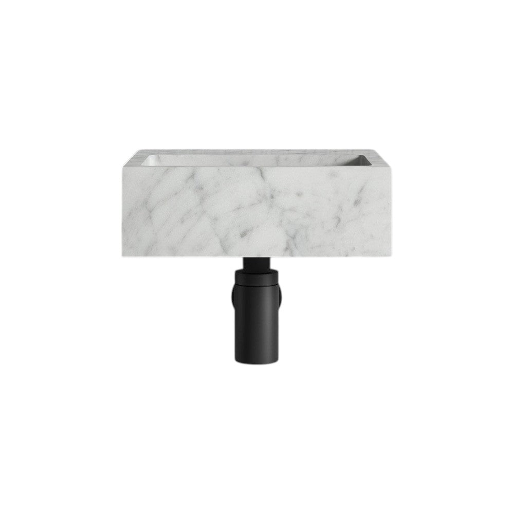 Nobu Carrara Marble Wall Hung Basin 300mm – Compact Luxury Natural Stone Washbasin – Polished Italian Carrara Marble Sink with Wall Mounted Design for Modern Bathrooms
