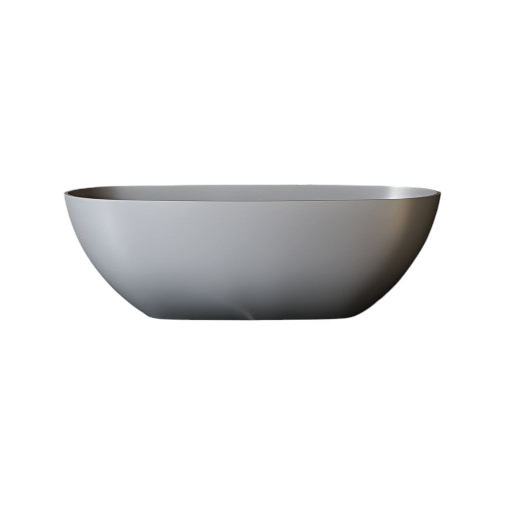 Vermont Mako Grey Freestanding Stone Bath 1700mm – Luxury Stone Resin Oval Bathtub with Matt Finish, Built-in Overflow & Chrome Waste – Contemporary Spa-Style Soaking Tub