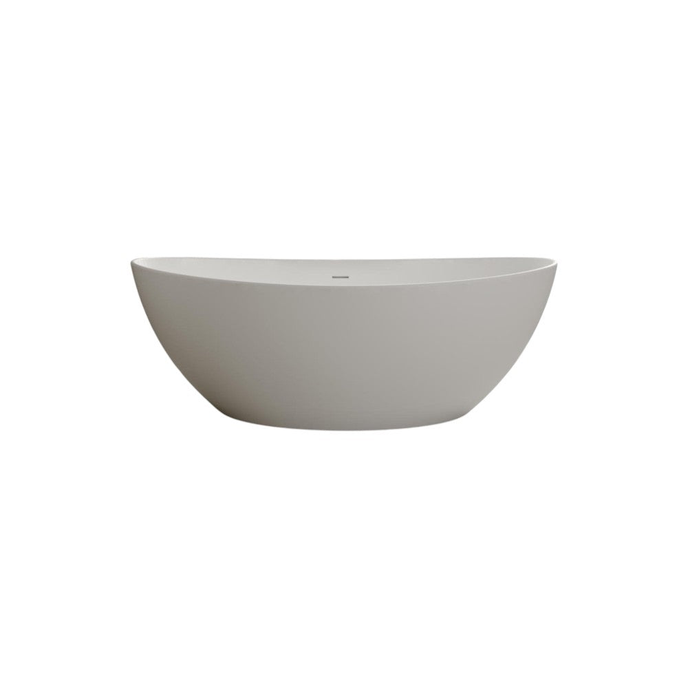 Stratton Freestanding Stone Bath 1600mm | Nôsa Stone Resin Luxury Soaking Tub | Matt or Polished White Finish | 290L Deep Soak Spa Bath