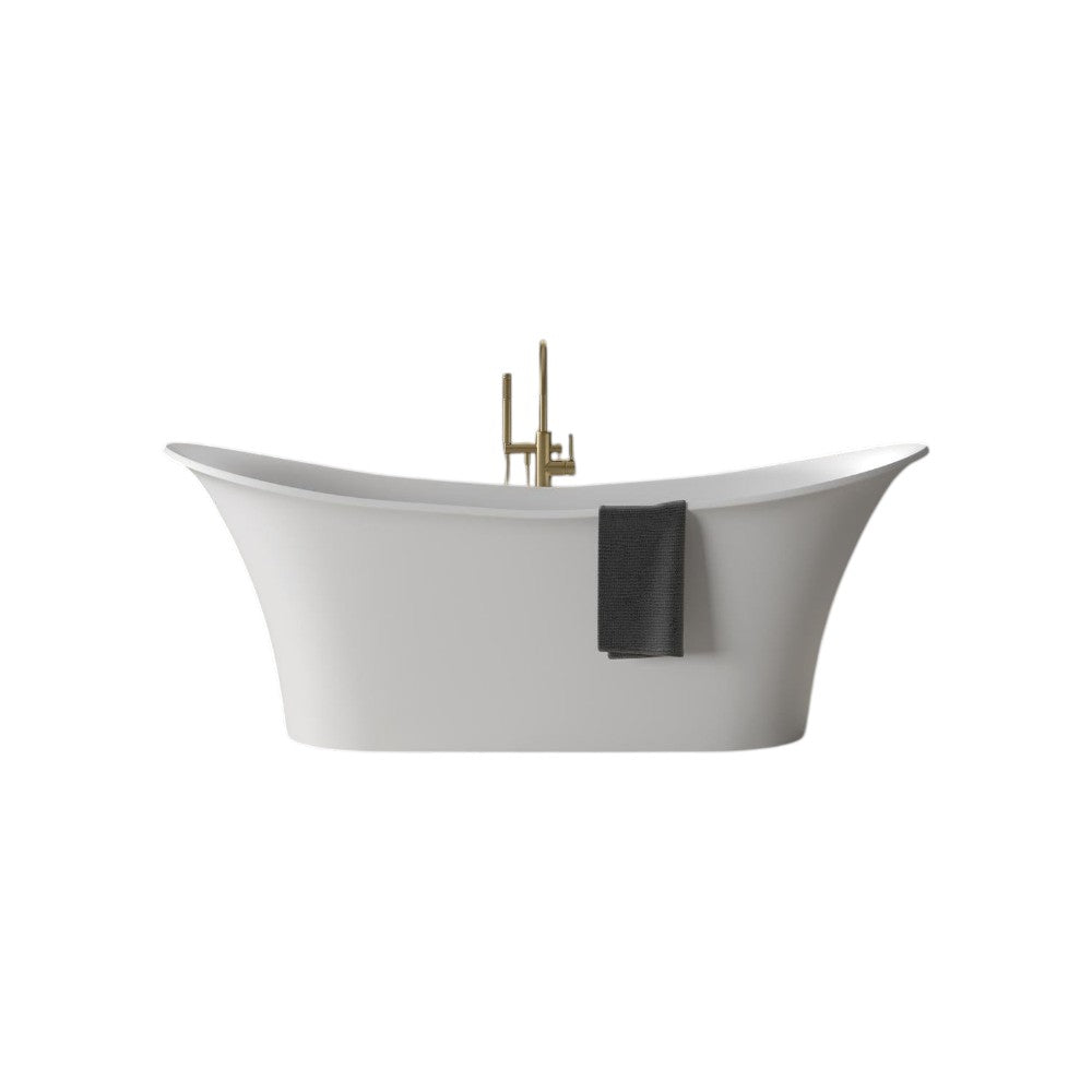 Como 1800mm Freestanding Stone Resin Bath – Luxury Deep Soaking Tub, Matt or Polished Finish, Heat Retaining Contemporary Design with Integrated Overflow & Chrome Waste