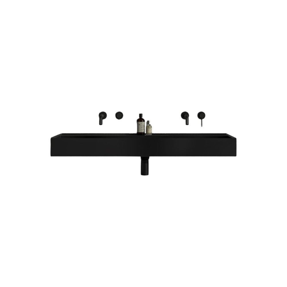 Santos 1200mm Wall Hung Stone Resin Basin – Matt Black | Modern Minimalist Bathroom Sink by Nôsa | Premium Large Format Vanity Basin
