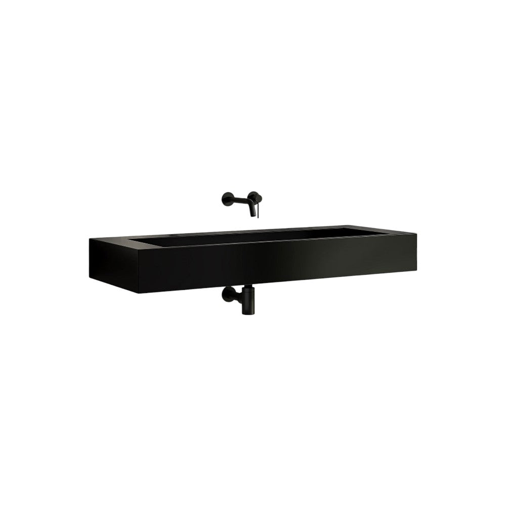 Velar 1200mm Wall Hung Stone Resin Basin – Premium Matt Black Finish Bathroom Sink by Nôsa | Extra Wide Modern Floating Design with Seamless Sculptural Profile
