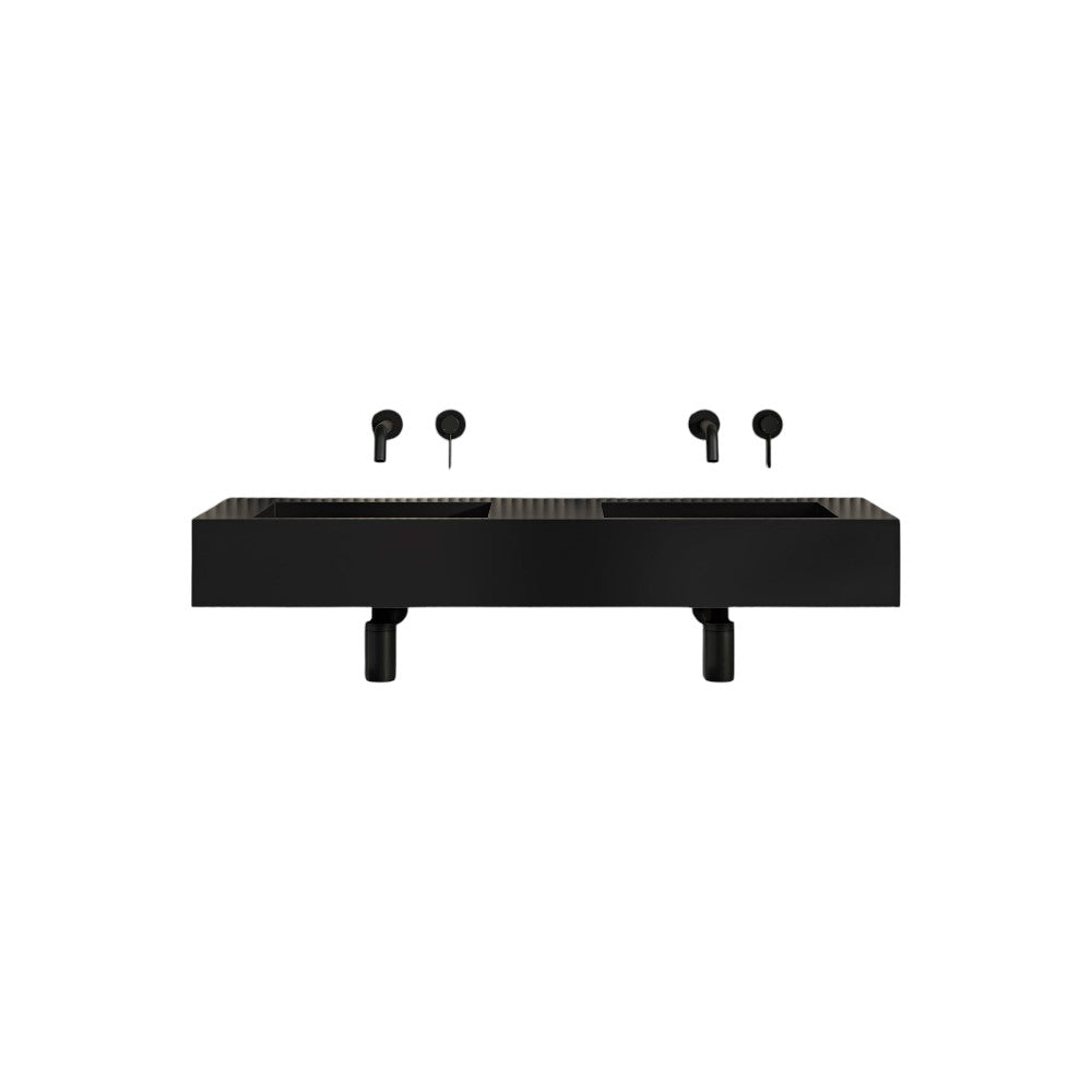 Nôsa Vedra 1200mm Matt Black Wall Hung Double Stone Resin Basin – Contemporary Twin Wash Basin for Modern Bathrooms