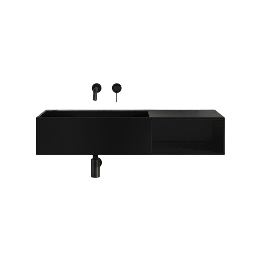 Nôsa Levante 1000mm Matt Black Stone Resin Basin – Luxury Contemporary Countertop Bathroom Basin with Seamless Finish