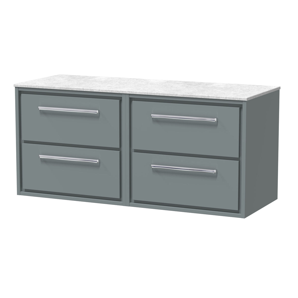 nuie Lille 1200mm 4 Drawer Wall Hung Vanity Unit With White Marble Worktop