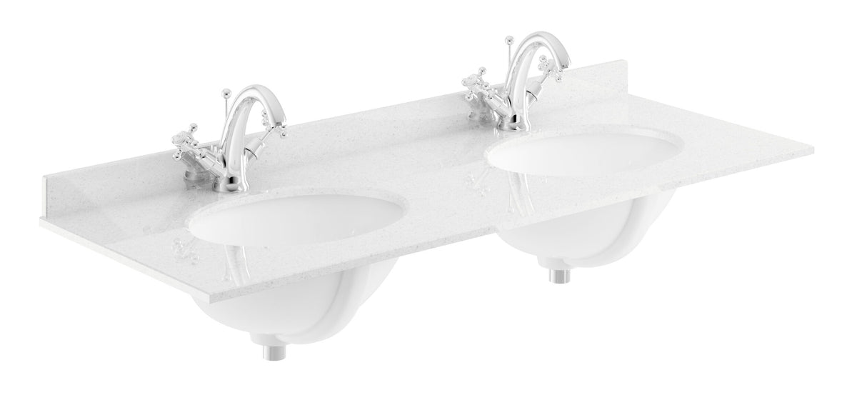 Old London 1200mm Double Bowl Marble Top Basin