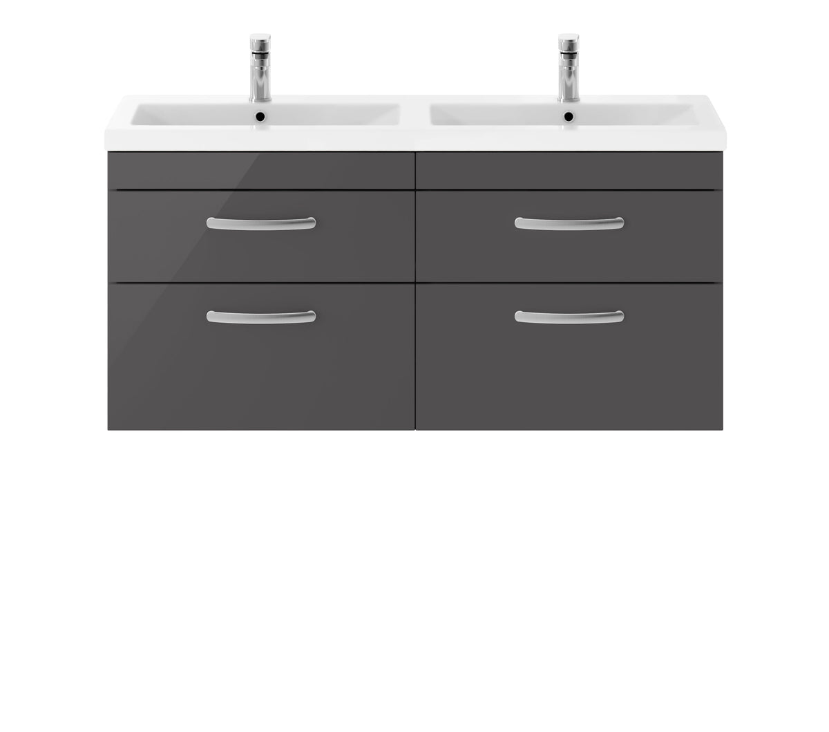 nuie Athena 1200mm 4 Door Wall Hung Cabinet With 2 Tap Hole