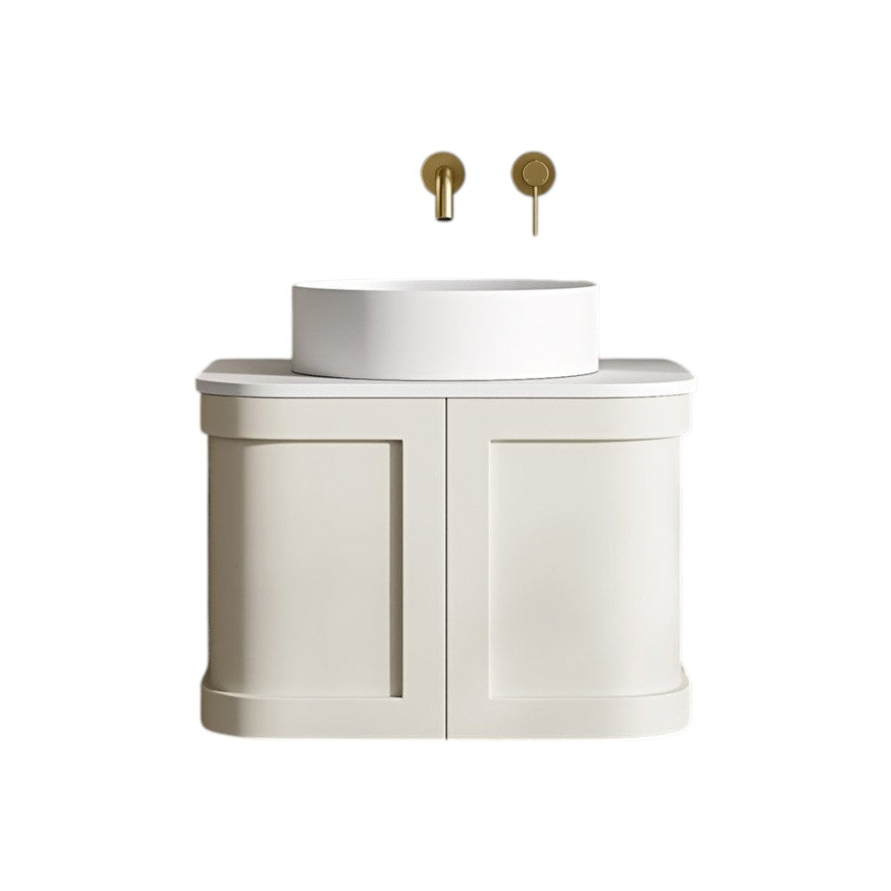 Lanesborough 600mm Wall Mounted Vanity Unit with Stone Resin Basin – Chalk Finish, Soft-Close Storage Bathroom Cabinet