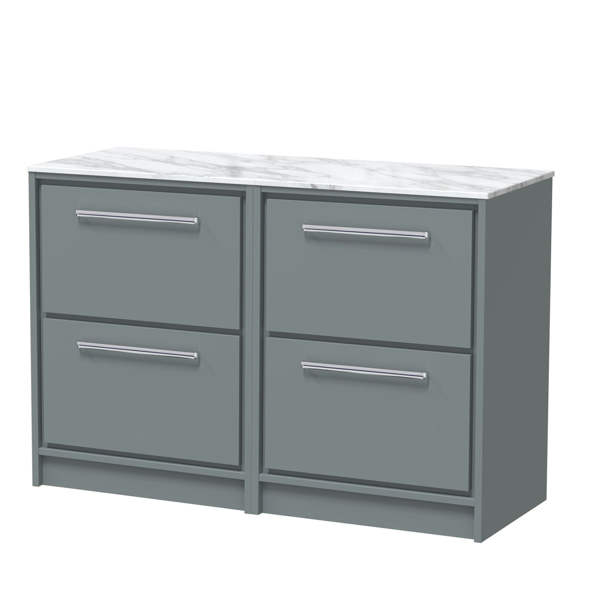 nuie Lille 1200mm 4 Drawer Floor Standing Vanity Unit With Carrara Marble Worktop