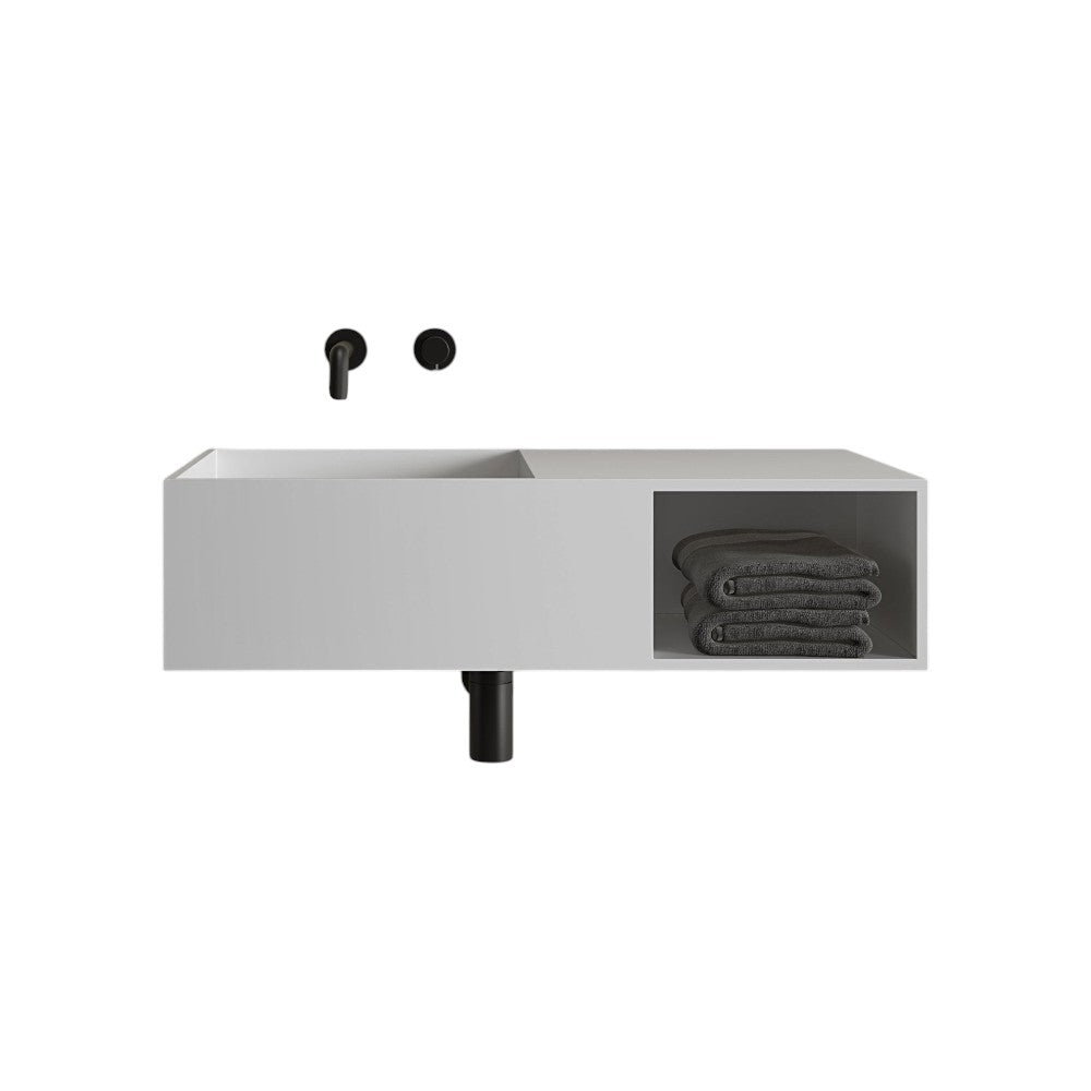 Verde Stone Resin Basin 800mm – Matt White Luxury Countertop Bathroom Sink, Seamless Design 800x400x200mm, Hand-Finished Stone Washbasin by Nôsa
