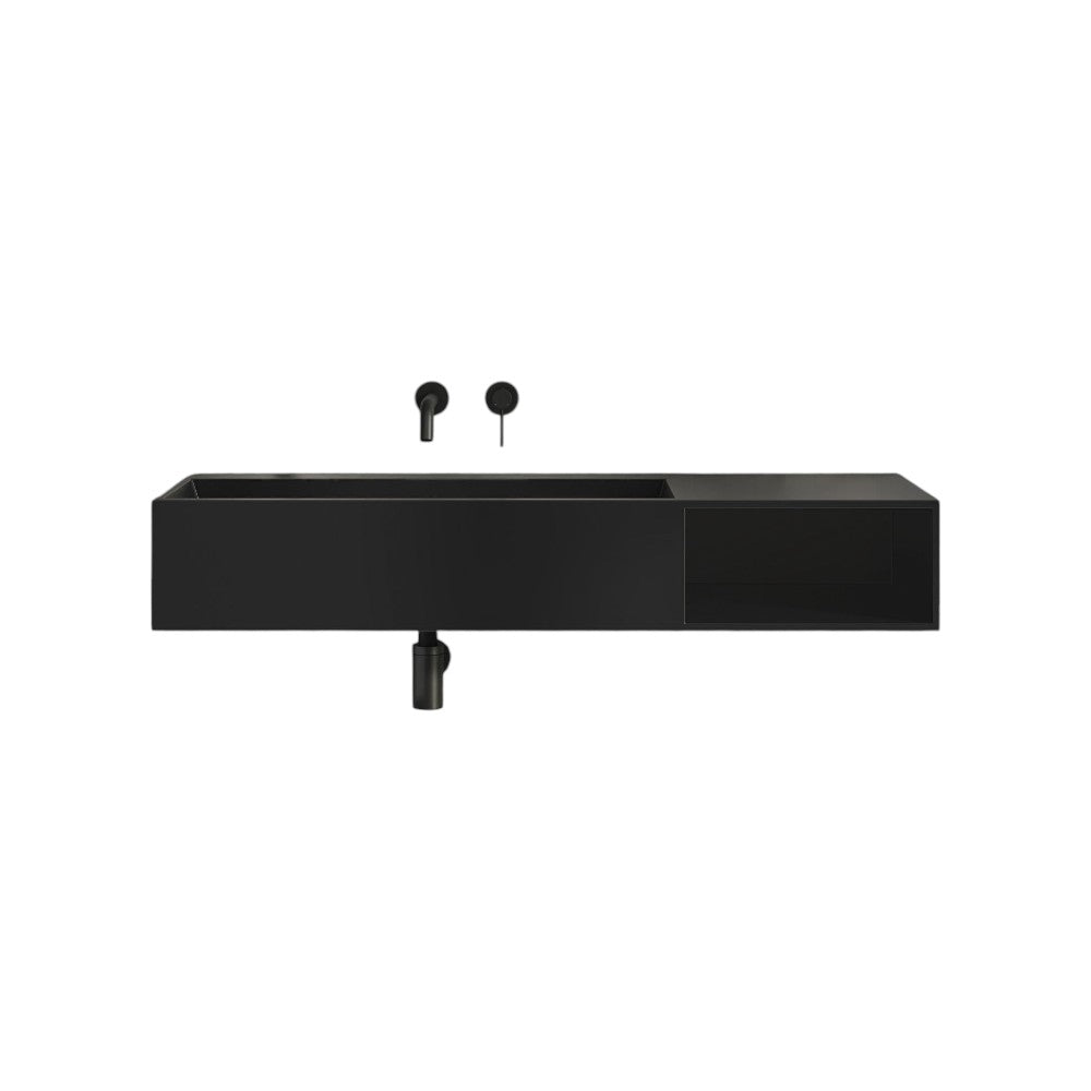 Nôsa Levante Matt Black Stone Resin Basin 1200mm – Contemporary Rectangular Bathroom Basin with Seamless Finish and Lifetime Guarantee