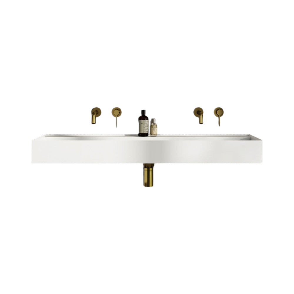 Santos 1200mm Wall Hung Stone Resin Basin – Matt White Bathroom Sink, 1200x460x120mm Slim Profile Vanity Basin, Modern Minimalist Design by Nôsa