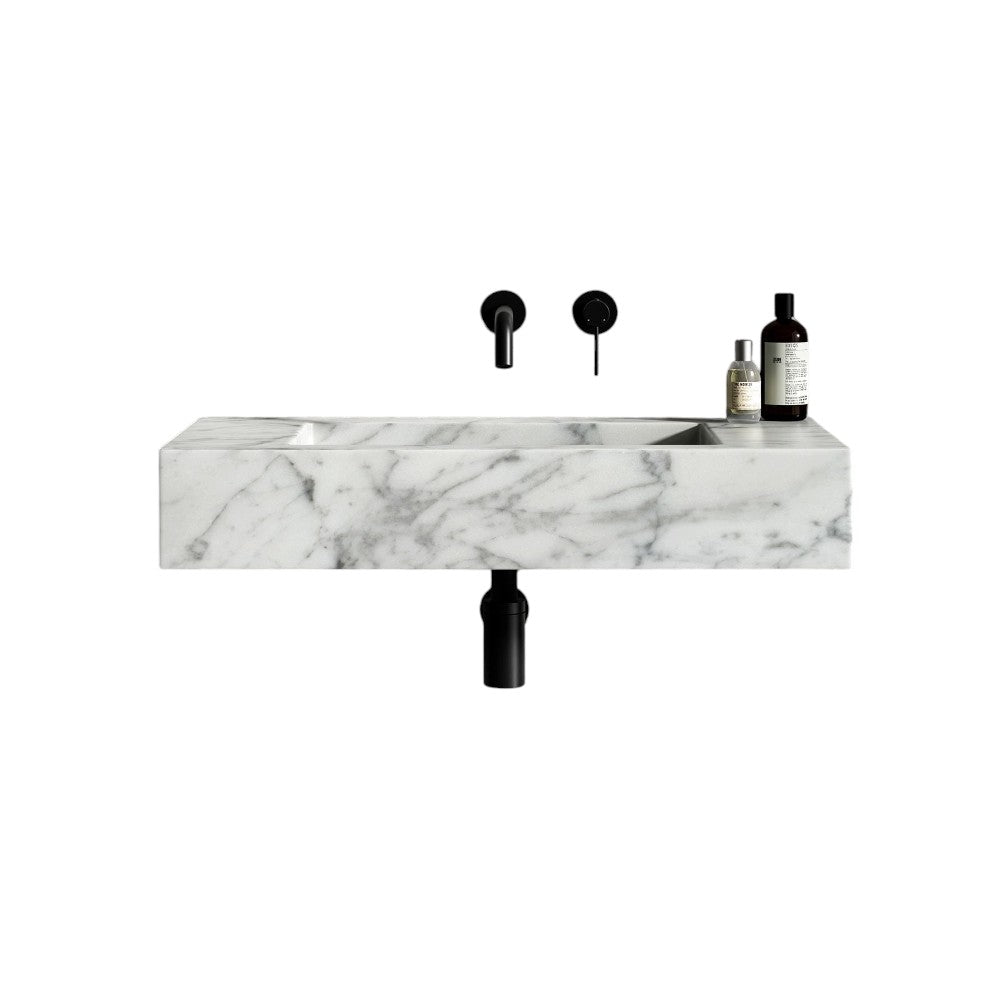 Dina Carrara Marble Wall Hung Basin 800mm – Premium Polished Natural Marble Bathroom Basin