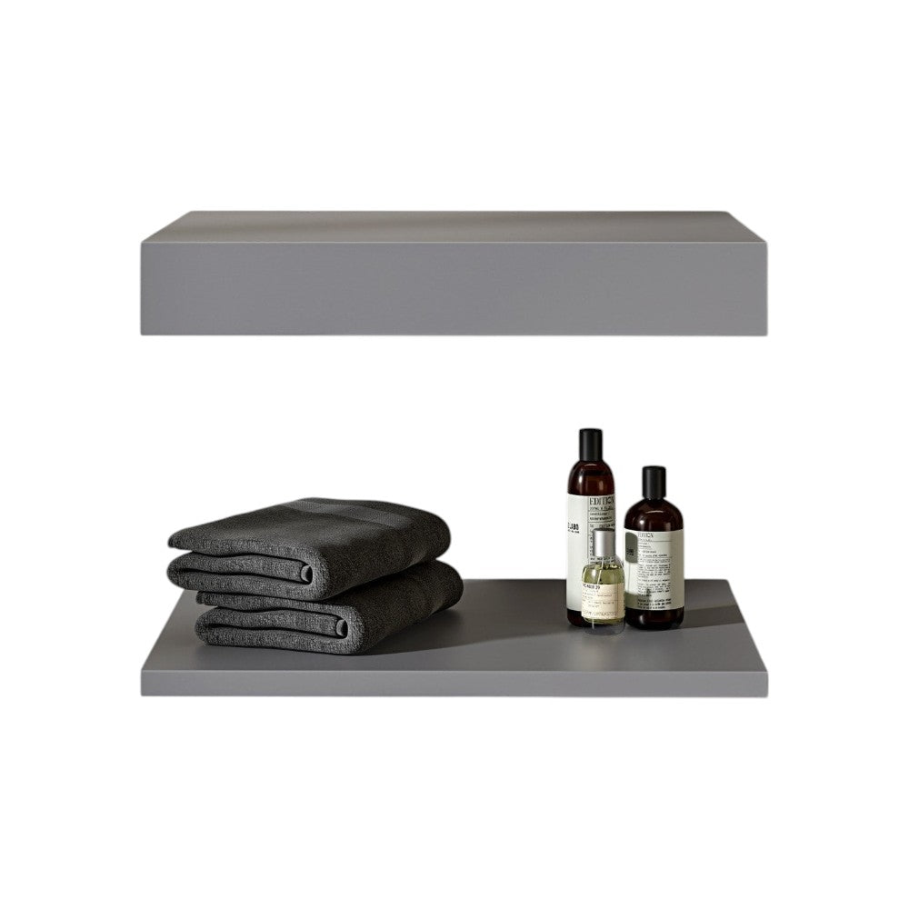 Mako Grey Stone Resin Wall Hung Countertop Basin Shelf – Matt Finish Seamless Bathroom Shelf with Fixing Kit, Hand-Finished Luxury Basin Support, 1000mm