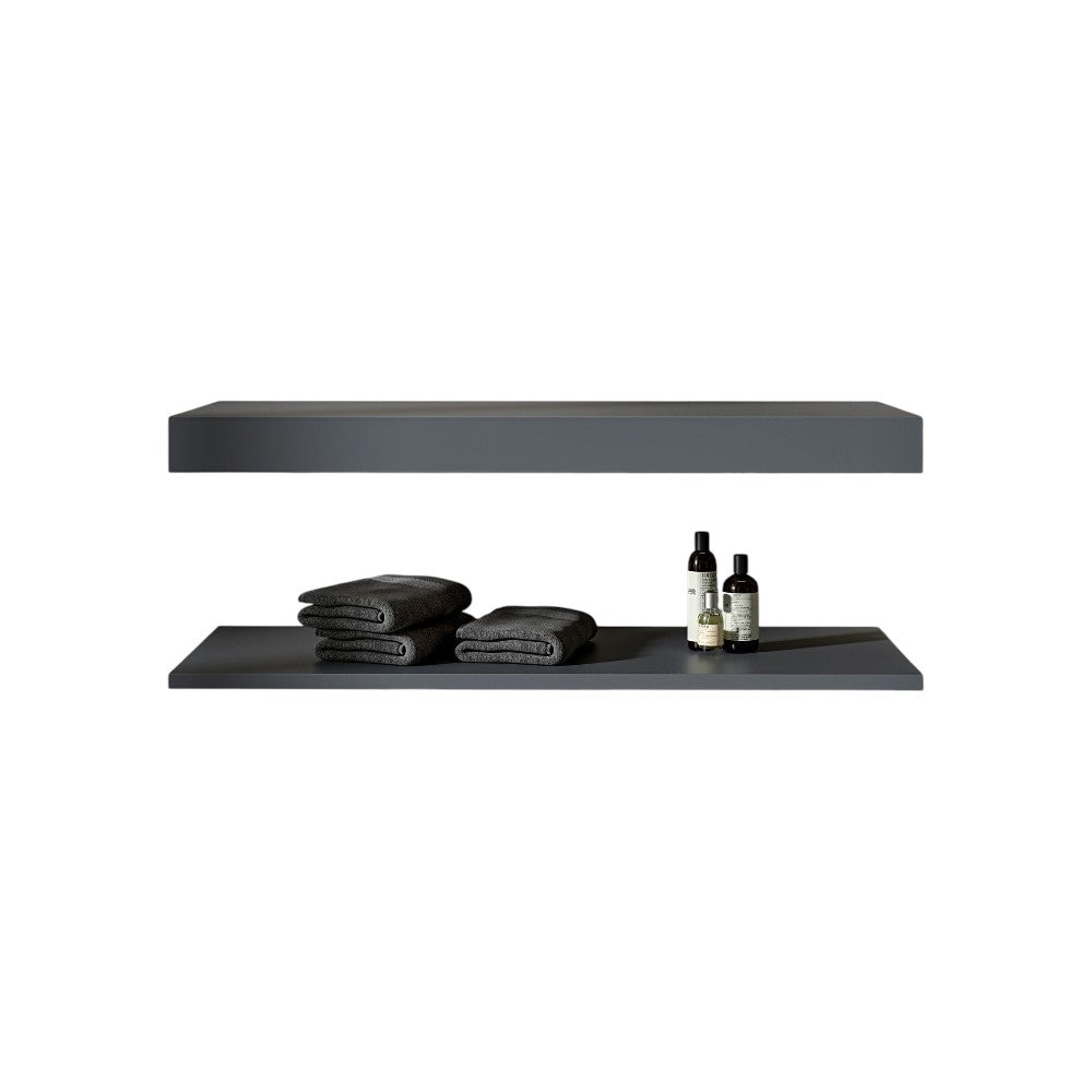 Nôsa Mako Grey Stone Resin Wall Hung Countertop Basin Shelf – Matt Finish Seamless Bathroom Shelf with Fixing Kit, Hand-Finished Luxury Basin Support, 1200mm