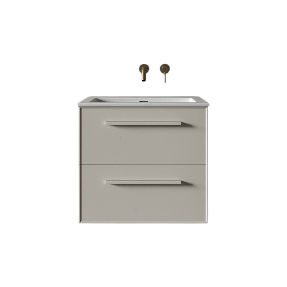 Missoni 600mm Wall Mounted Vanity Unit with Stone Resin Basin – Matt Cappuccino Finish, Soft Close Cabinet Bathroom Storage Unit