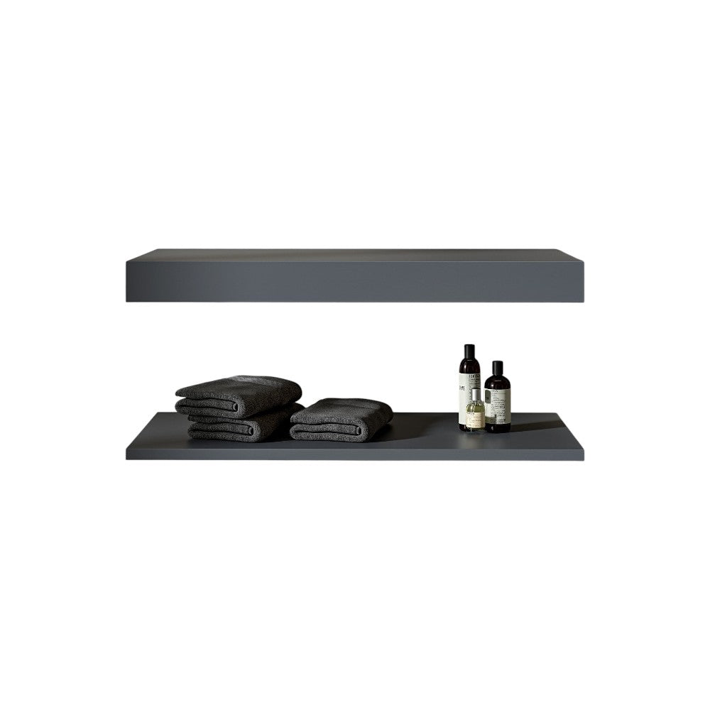 ELEMENTS by Nôsa Graphite Stone Resin Wall Hung Countertop Basin Shelf – Matt Finish, Seamless Design, 660mm–1200mm, Includes Fixing Kit