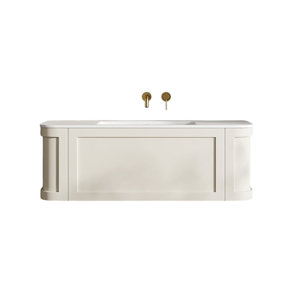 Lanesborough 1200mm Wall Mounted Vanity Unit with Stone Resin Basin – Chalk Finish, Soft-Close Storage Bathroom Cabinet, Modern Luxury Sink Unit with Overflow
