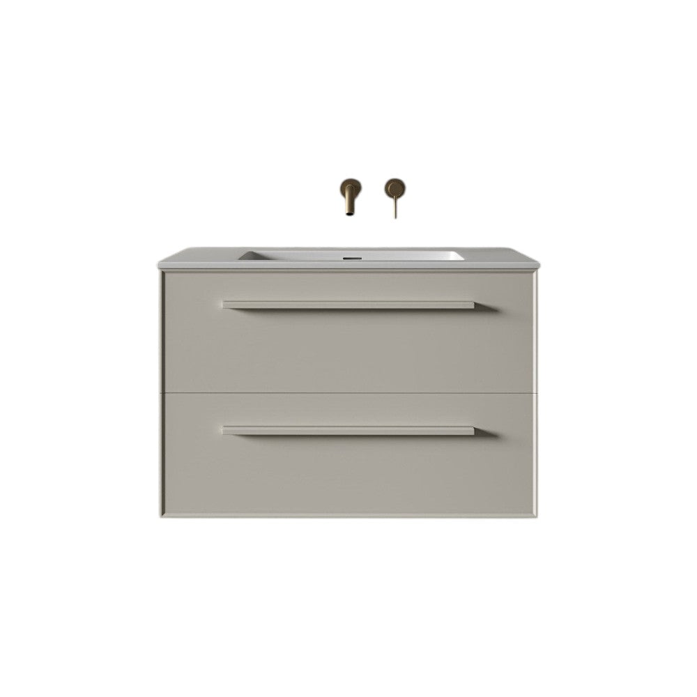 Missoni 800mm Vanity Unit with Stone Resin Basin – Wall Mounted Bathroom Cabinet, Matt Cappuccino Finish, Soft Close Doors, 10-Year Guarantee