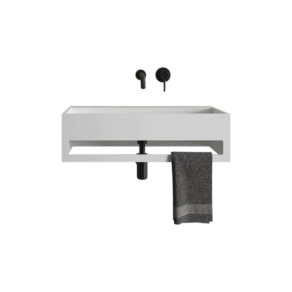 Louis 700mm Matt White Stone Resin Countertop Basin – Seamless Modern Bathroom Sink 700 x 400 x 200mm, Hand-Finished Luxury Washbasin with Lifetime Guarantee