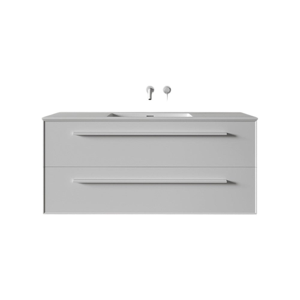 Missoni 1200mm Wall Mounted Matt White Vanity Unit with Stone Resin Basin, Soft-Closing Doors & Built-In Overflow