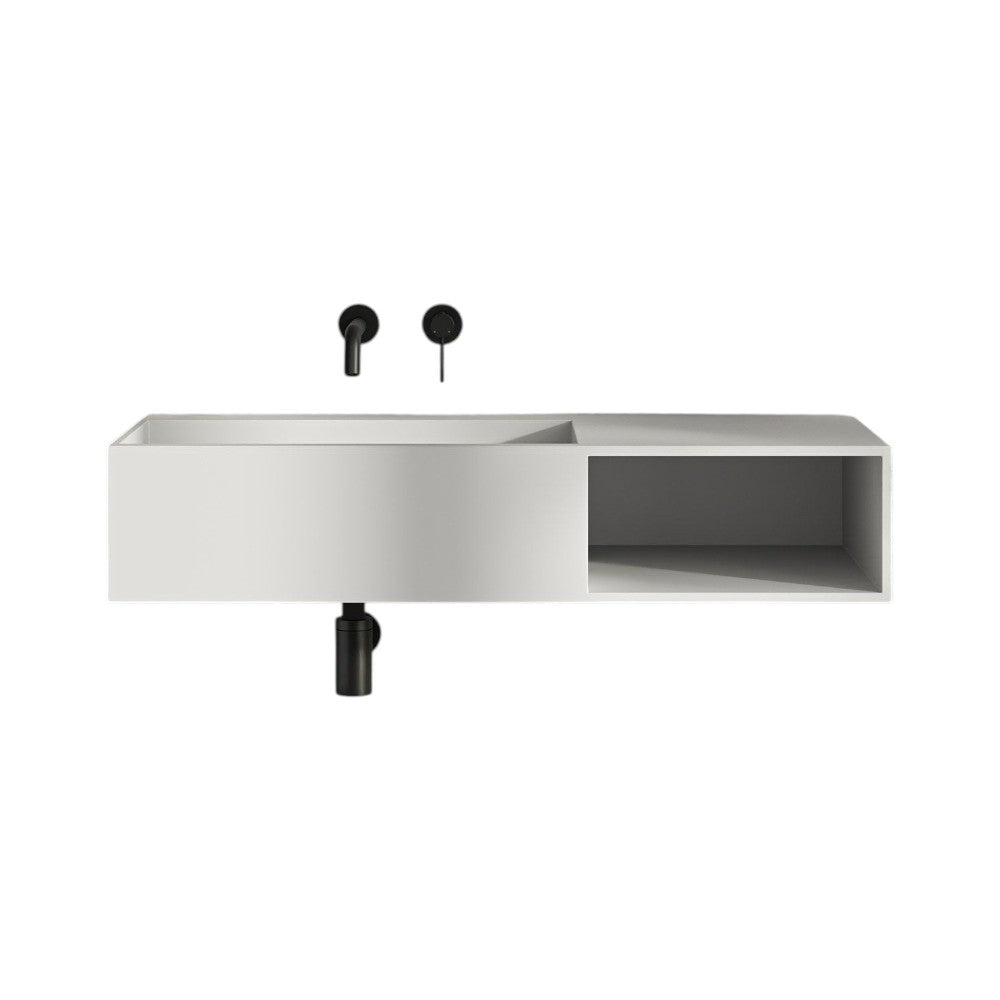 Levante 1000mm Stone Resin Freestanding Basin – Modern Matt White Luxury Bathroom Sink with Clean Linear Design