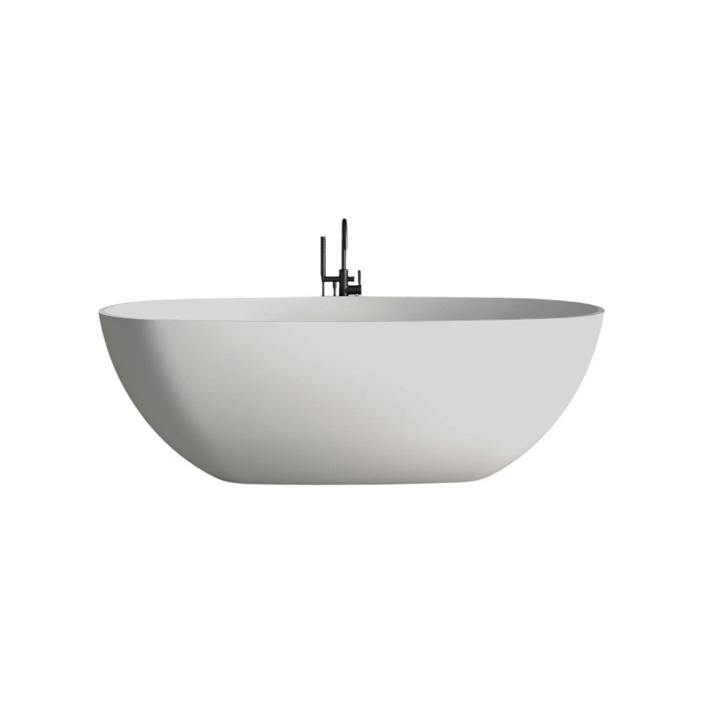 Vermont Freestanding Stone Resin Bath 1600mm – Matt or Polished Finish, Deep Soaking Tub with Chrome Waste, Modern Minimalist Design
