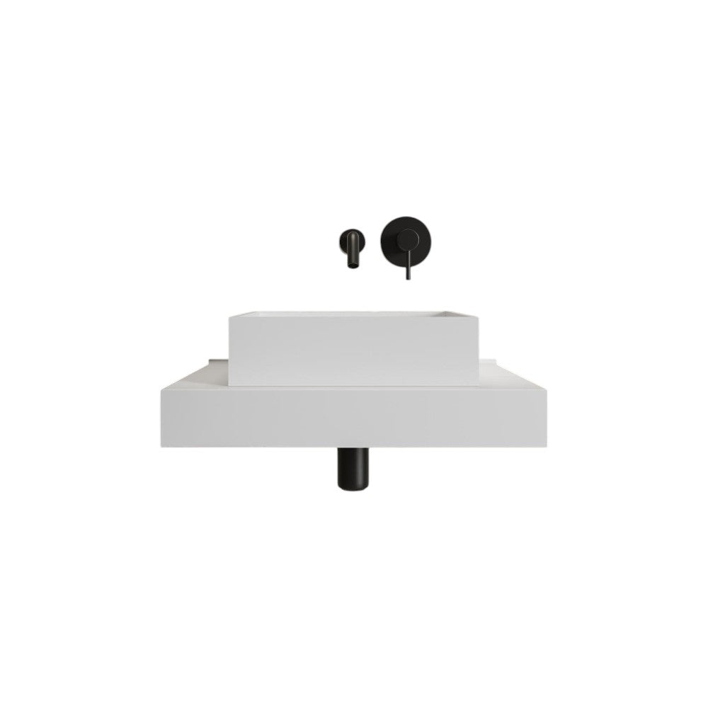 Perth Stone Resin Basin 400mm – Compact Wall Hung Bathroom Sink, Matt or Polished White Finish, Seamless Design with Fixing Kit