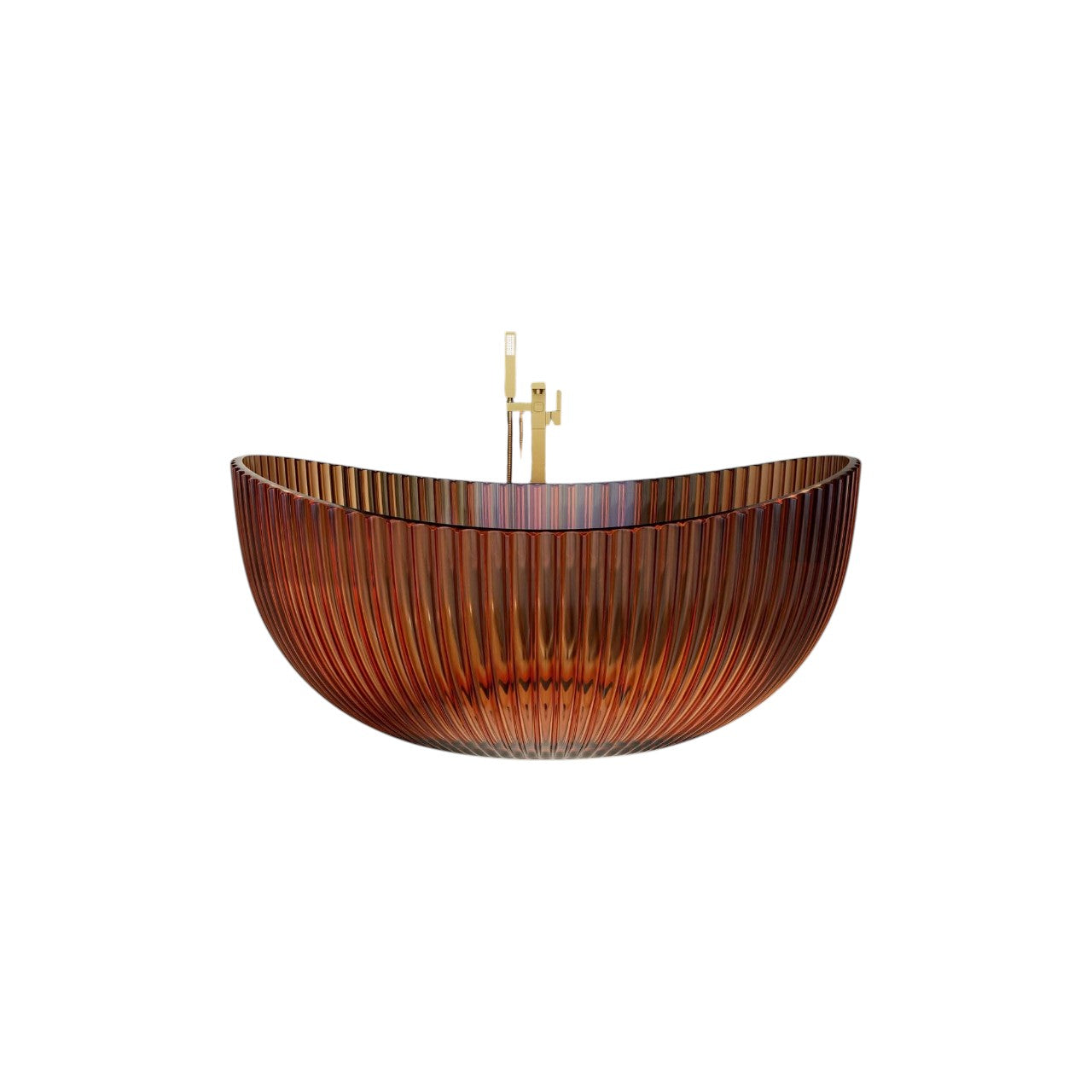 Solveta Translucent Resin Round Freestanding Bath 1500mm – Amber Polished Luxury Resin Soaking Tub with 490L Capacity, Modern Freestanding Statement Bath by Nosa