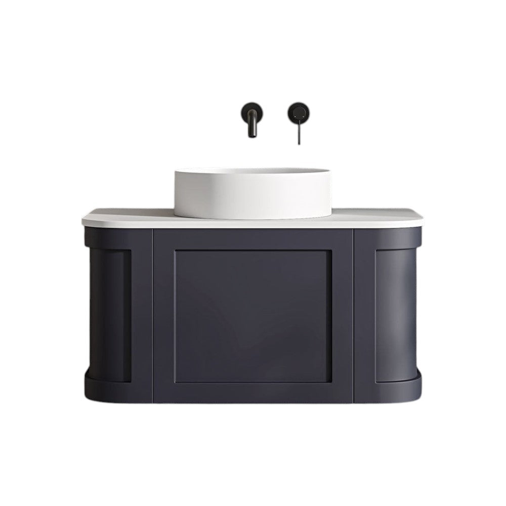 Nôsa Lanesborough 800mm Wall Mounted Dark Blue Vanity Unit with Stone Resin Basin, Soft-Close Doors & Built-In Overflow