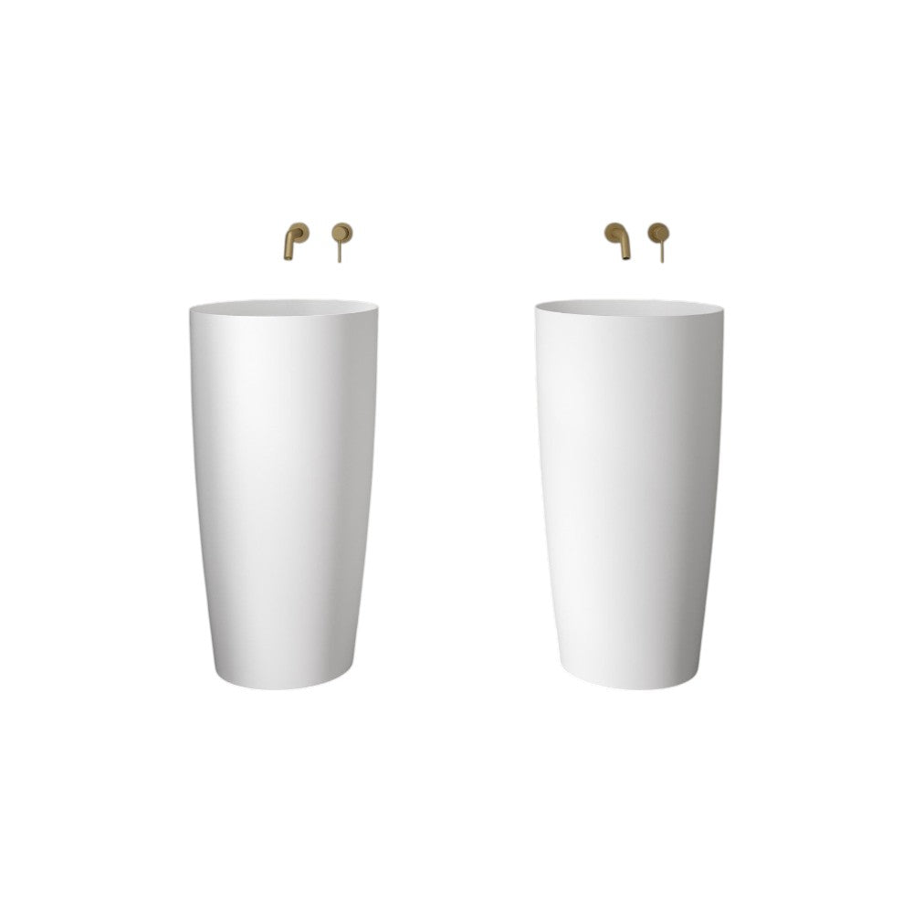 Valor 450mm Freestanding Stone Resin Basin – Luxury Matt or Polished White Bathroom Sink, 450 x 450 x 850mm, Hand-Finished Contemporary Design with Lifetime Guarantee