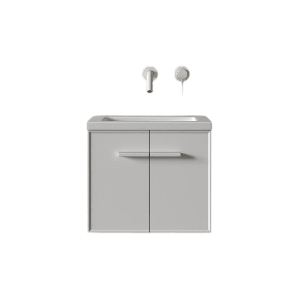 Nôsa Missoni Mini 400mm Wall Hung Cloakroom Vanity Unit with Stone Resin Basin, Matt White, Soft-Close Door