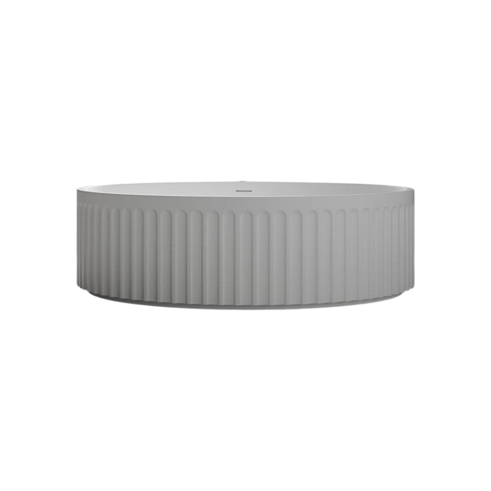 Chloe 1700mm Freestanding Fluted Stone Resin Bath – Matt White Luxury Bathroom Soaking Tub with Integrated Overflow & Chrome Waste
