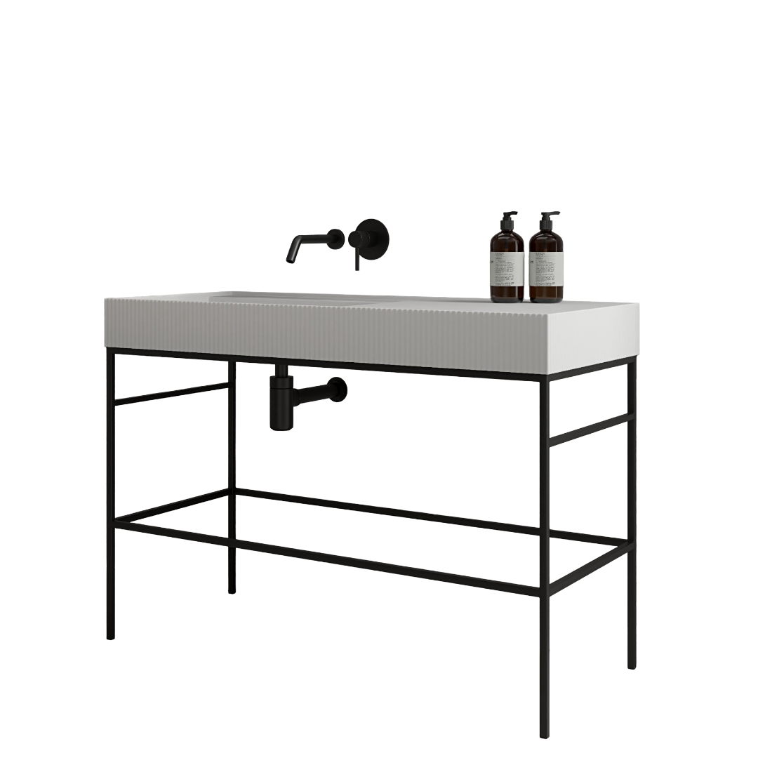 Chloe Freestanding Vanity Unit with Stone Resin Basin 1200mm Matt White Fluted Bathroom Cabinet