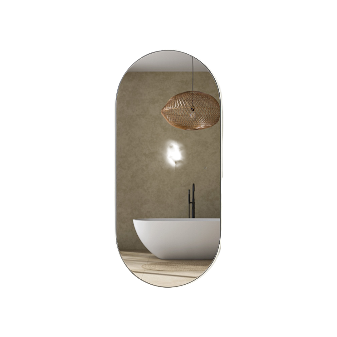 Nôsa Corsica Brushed Nickel Pill Full Length LED Mirror 1800mm with Halo Lighting