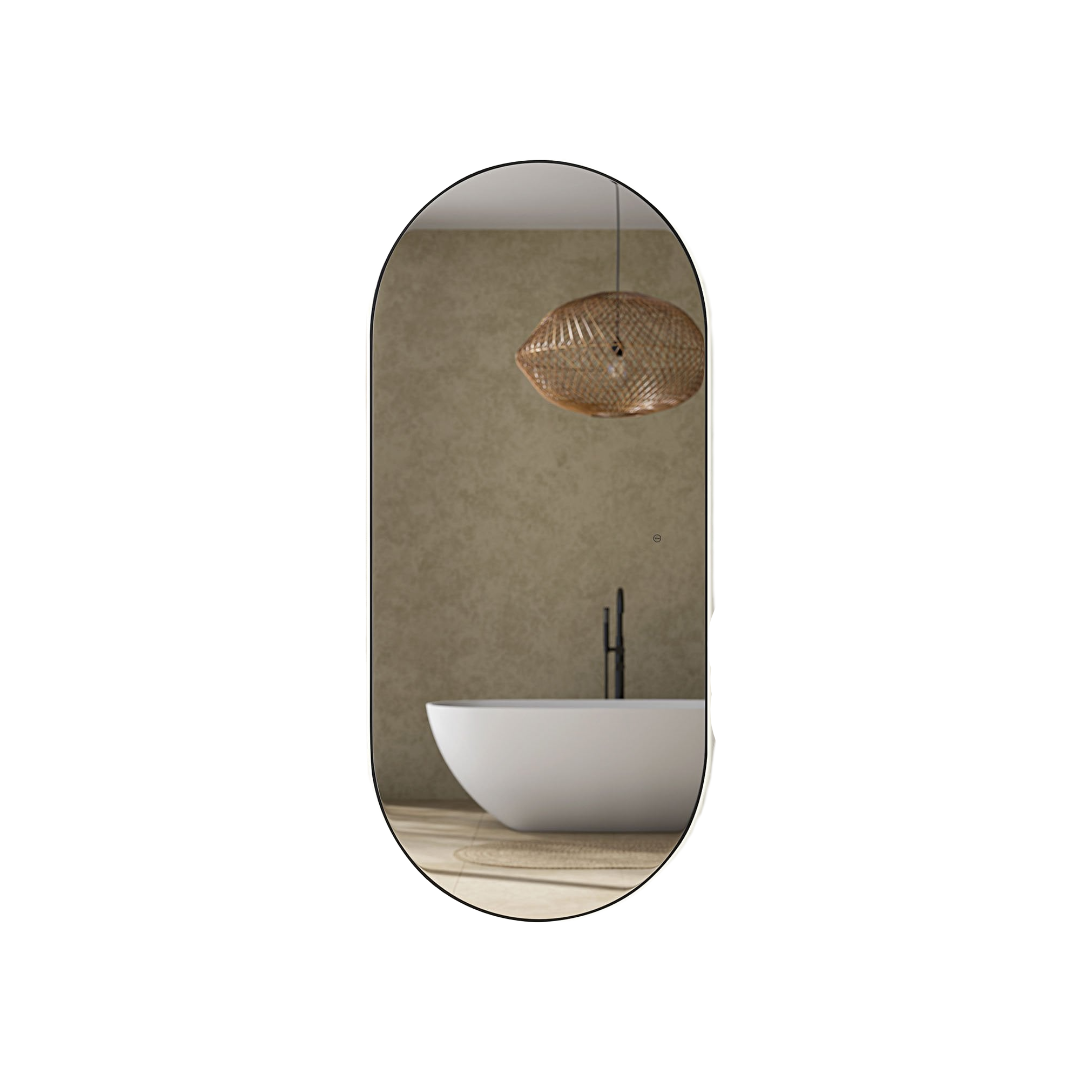 Nosa Corsica Matt Black LED Full Length Pill Mirror 1800mm with Halo Lighting & Anti-Fog Technology