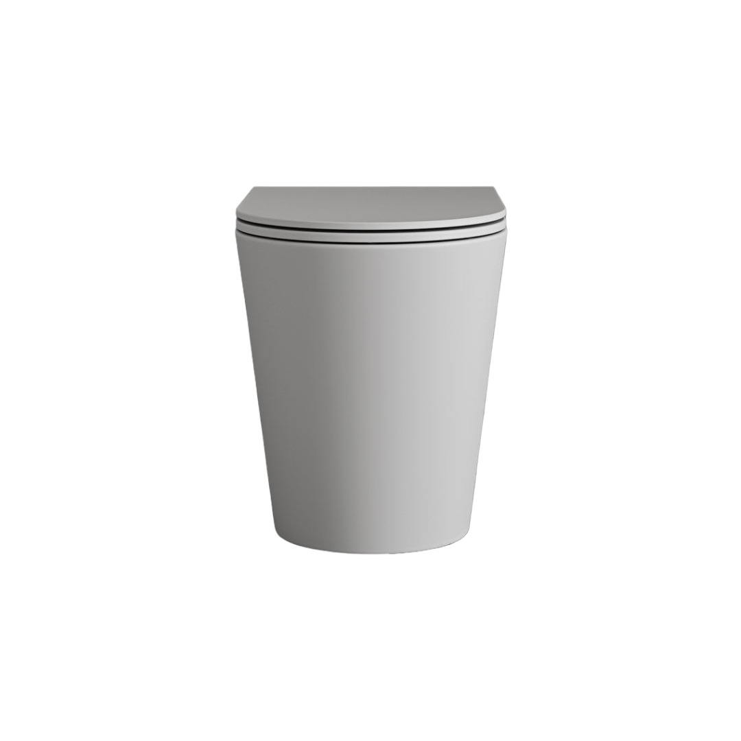 Faro Matt White Back to Wall Rimless Toilet with Concealed Cistern & Brushed Copper Flush Plate – Soft Close Seat, Silent Dual Flush, Ceramic WC Suite