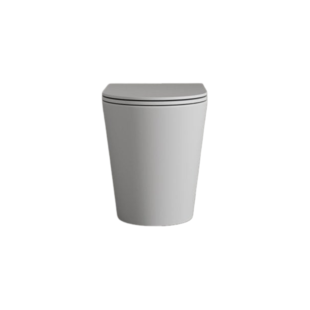 Nosa Faro Matt White Back to Wall Rimless Toilet with Concealed Cistern, Soft Close Seat & Brushed Stainless Steel Flush Plate