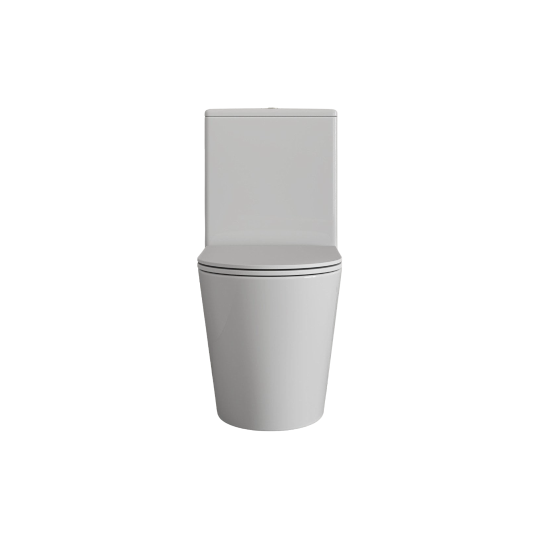 Faro Polished White Close Coupled Toilet with Brushed Gold Flush Button, Rimless Hygienic Flush, Soft Close Quick Release Seat, Ceramic Bathroom WC