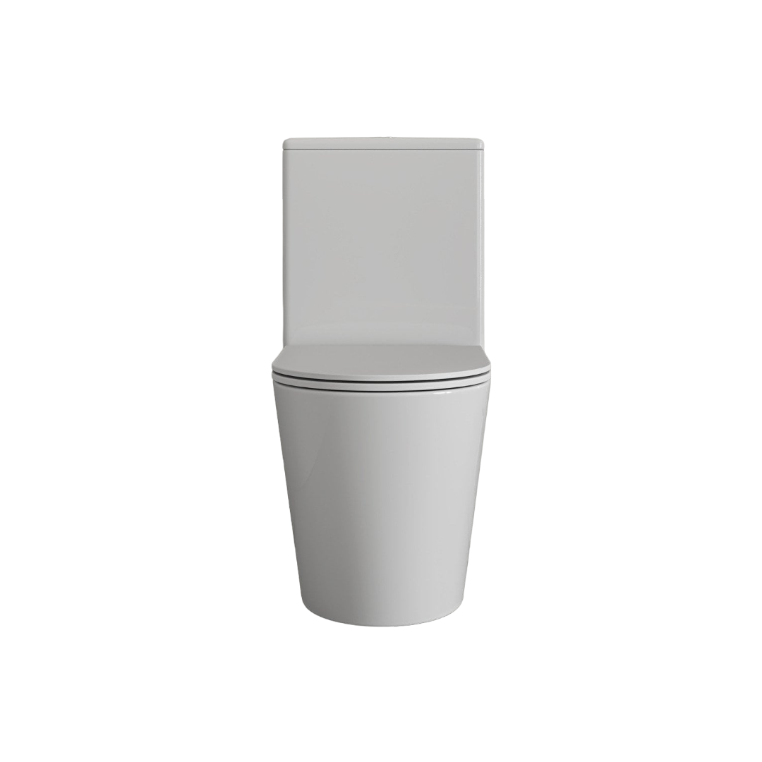 Faro Polished White Close Coupled Rimless Toilet with Soft Close Seat & Chrome Push Button Flush