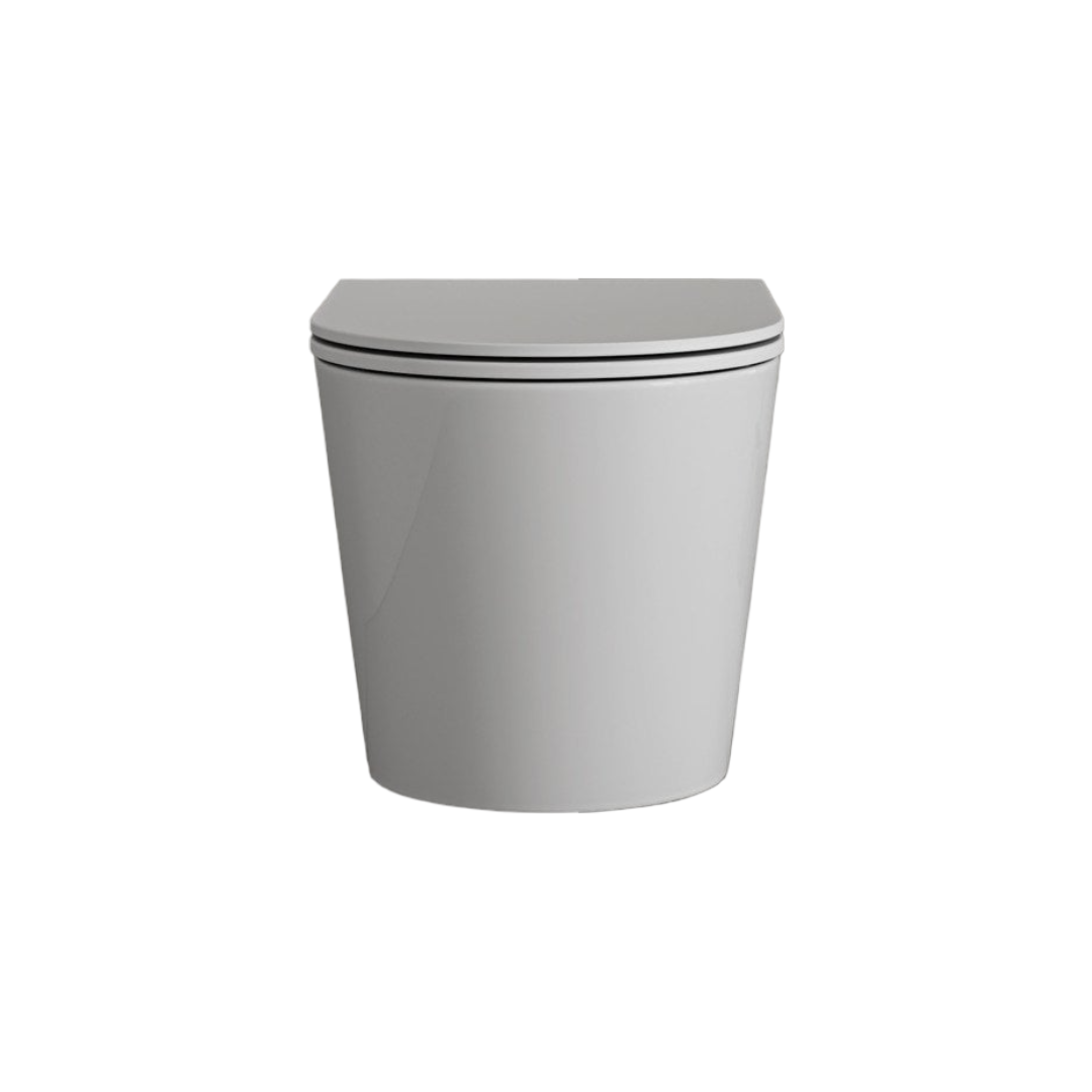Faro Polished White Wall Hung Rimless Toilet with Concealed Frame Cistern, Soft Close Seat & Brushed Gold Flush Plate