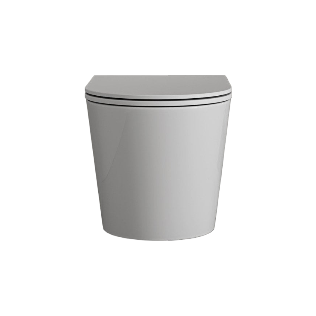 Faro Wall Hung Rimless Toilet with Concealed Cistern & Matt Black Flush Plate – Polished White Ceramic, Soft Close Seat, Hygienic Silent Flush System