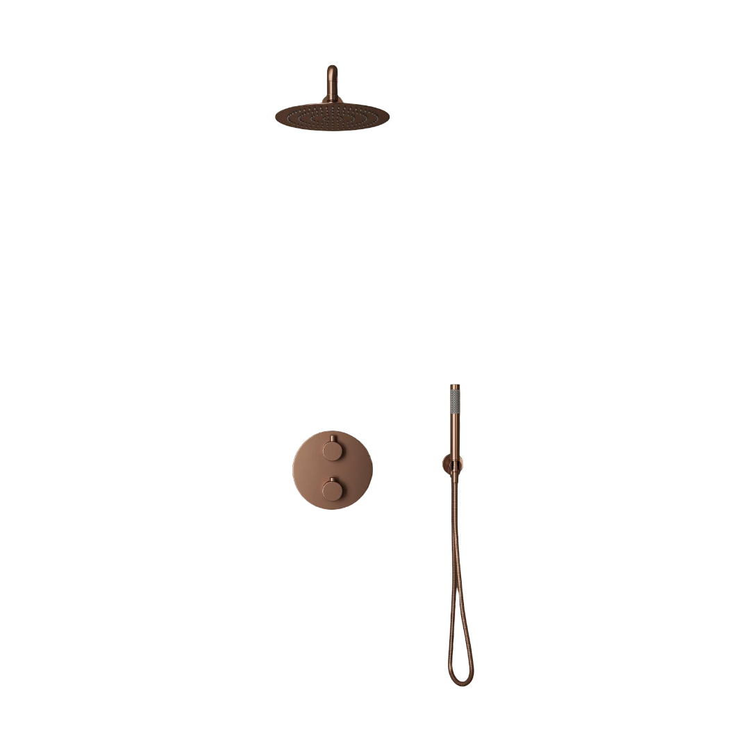 Faro Concealed Thermostatic 2-Way Shower System with 250mm Rainfall Shower Head & Handheld Shower – Wall Mounted, WRAS Approved