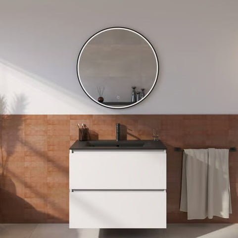 Ben Circulo round mirror with LED lighting and anti-fog Ø80cm matte black