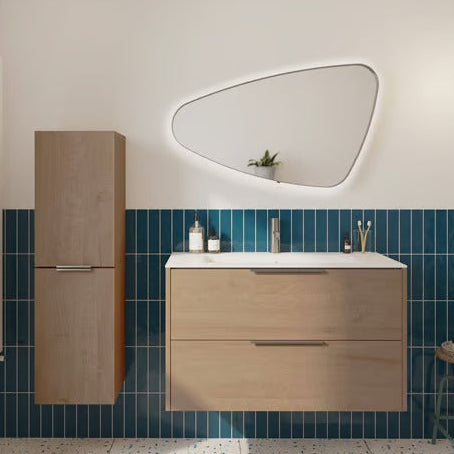 Ben Nature organic mirror with LED lighting and anti-fog 100x60cm left brushed stainless steel