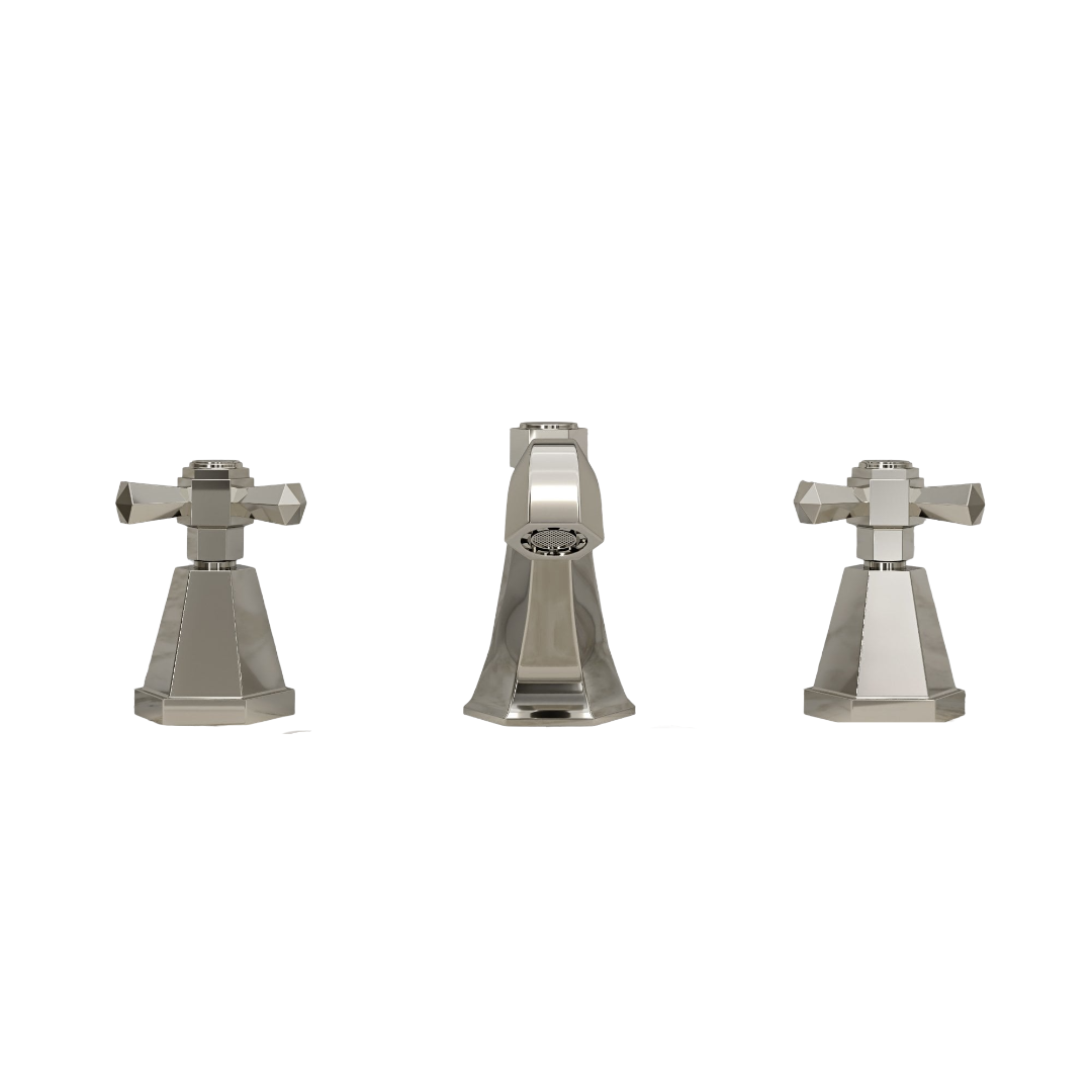 Kensington Deck Mounted 3-Hole Basin Mixer Tap – Polished Nickel Bathroom Sink Tap with Neoperl Aerator