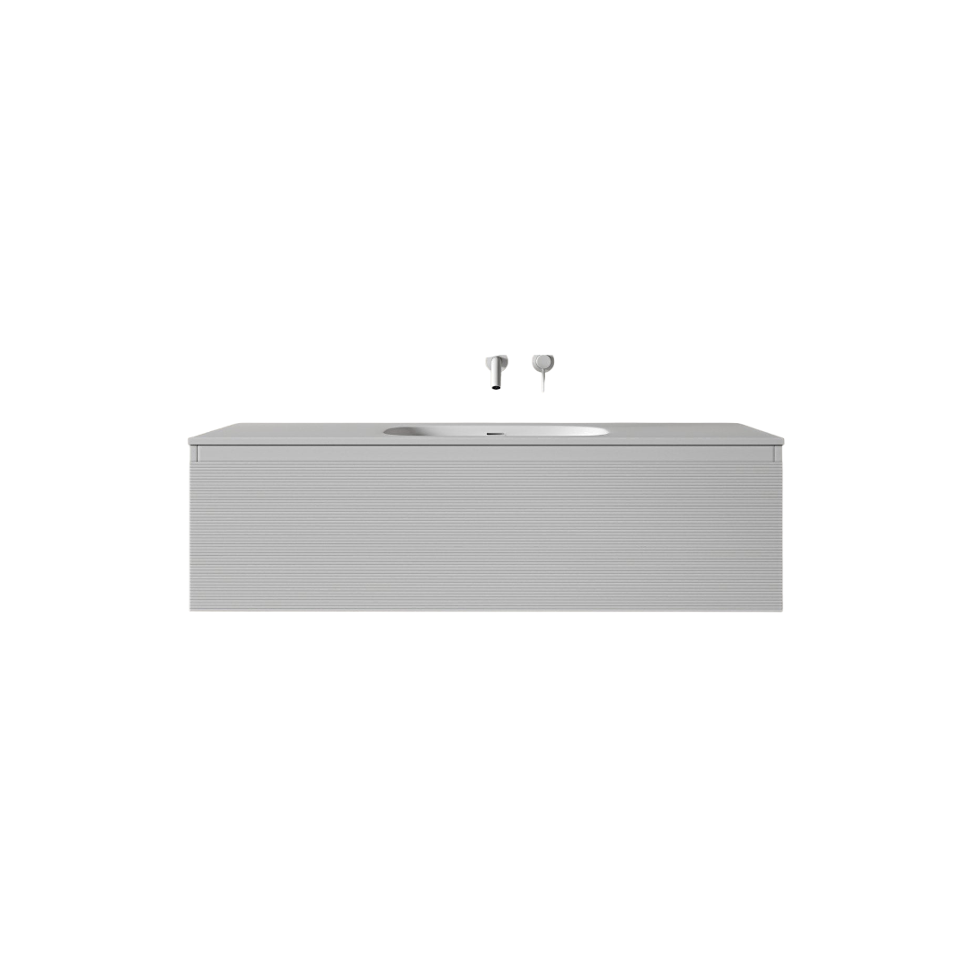 Kleber Fluted Vanity Unit with Stone Basin – Matt White 1200mm