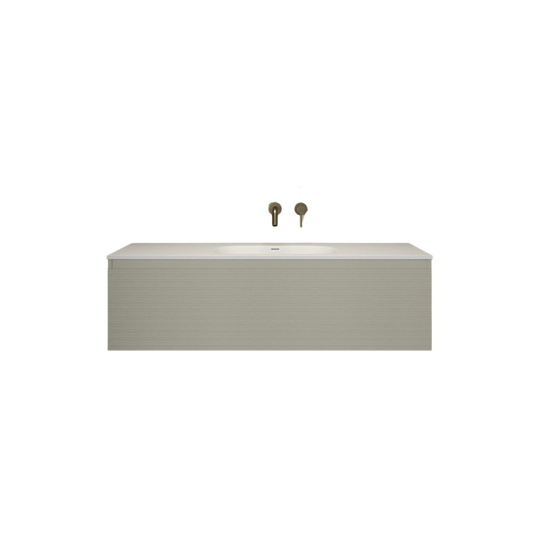 Kleber Fluted Wall Hung Vanity Unit with Stone Resin Basin 1200mm – Olive Finish, Soft-Close Doors